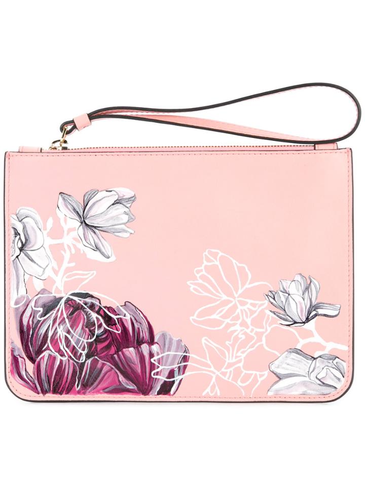 Demanumea Floral Print Clutch - Pink & Purple