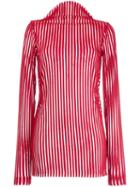 Robert Wun Ribbed Mock Neck Knitted Top, Women's, Size: 8, Red, Polyester/spandex/elastane