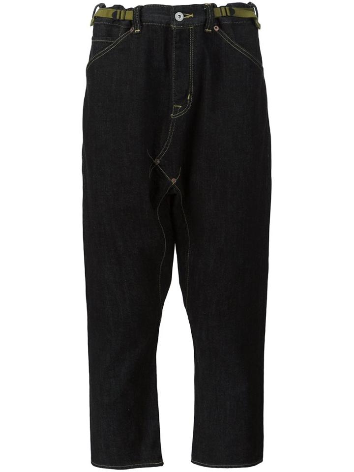 Ganryu Comme Des Garcons Drop Crotch Jeans, Men's, Size: Small, Blue, Cotton