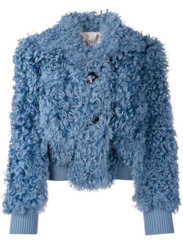 Miu Miu Cropped Bomber Jacket - Blue