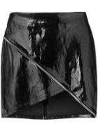 Rta Asymmetric Mini Skirt With Zip Detail - Black