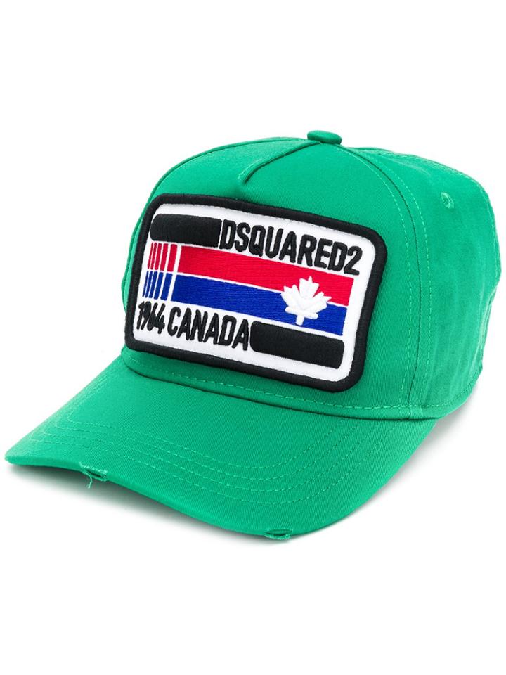 Dsquared2 Distressed Logo Patch Cap - Green