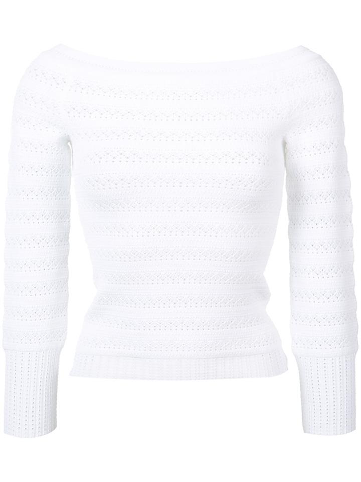 Oscar De La Renta Off-shoulder Fitted Jumper - White