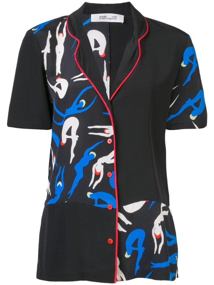 Diane Von Furstenberg Silhouette Print Blouse - Black