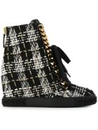 Casadei Tweed Wedge Sneakers - Black