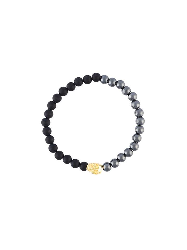 Nialaya Jewelry Beaded Skull Bracelet, Men's, Size: Large, Black
