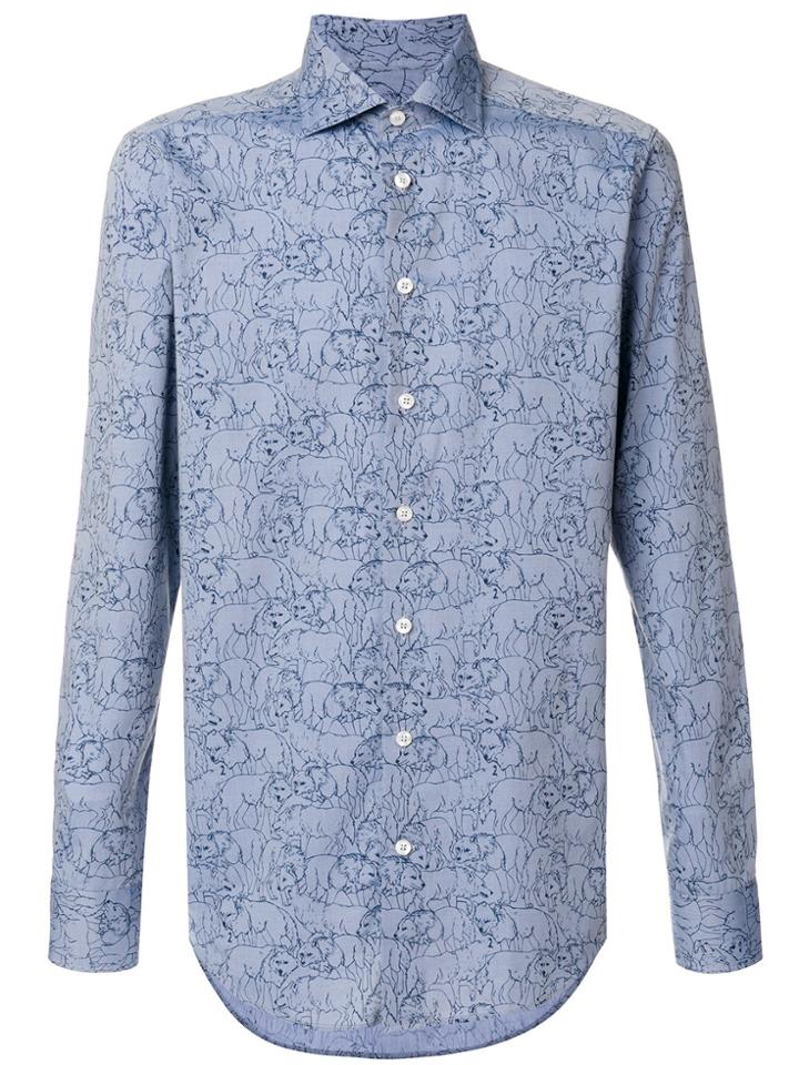 Etro Wolf Print Shirt - Blue