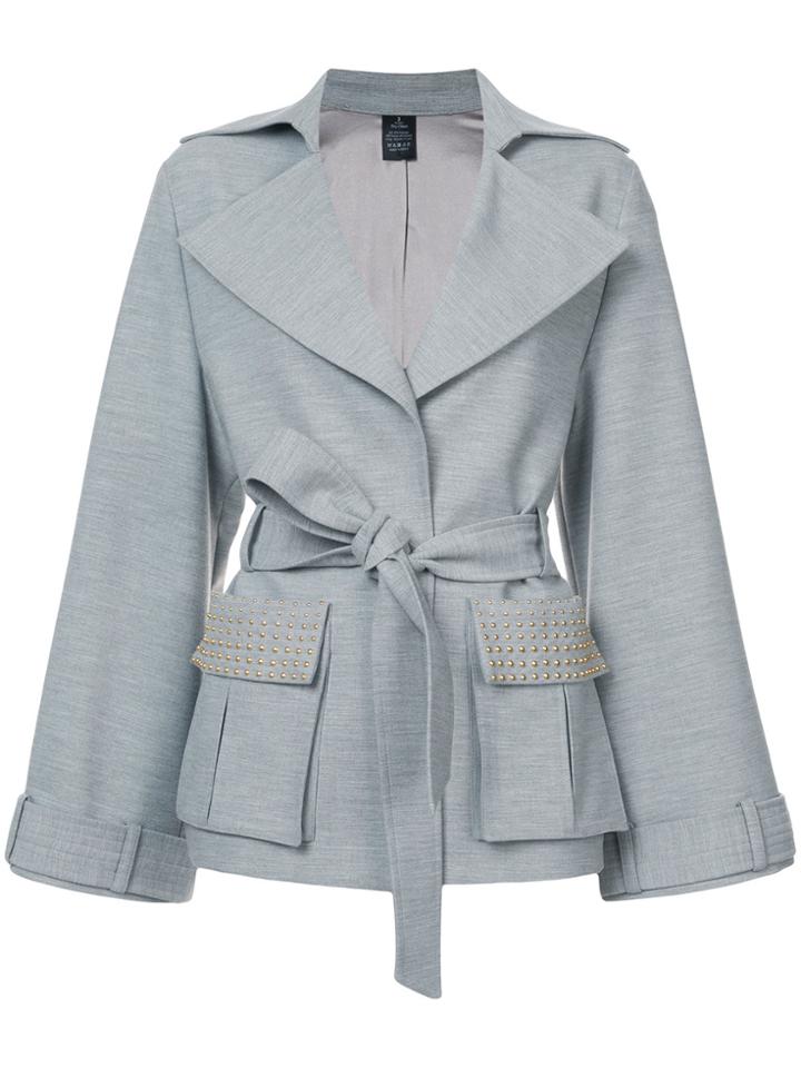 Thomas Wylde Tie-waist Embellished Jacket - Grey