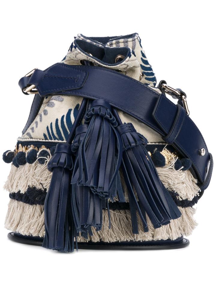 Santoni - Medallion Tassel Bucket Bag - Women - Canvas - One Size, Nude/neutrals, Canvas