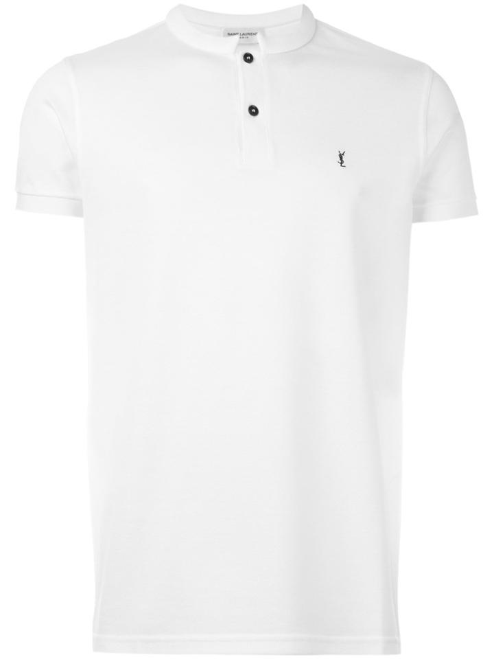 Saint Laurent Mandarin Collar Polo Shirt - White