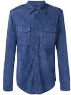 Desa 1972 Button-up Shirt With Epaulettes, Men's, Size: 50, Blue, Suede