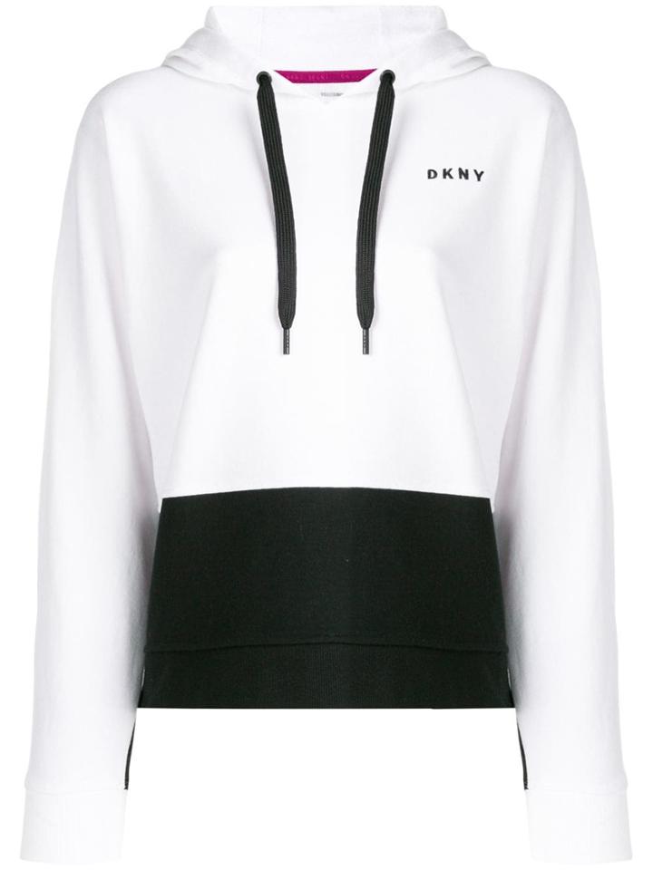 Dkny Panelled Logo Hoodie - White