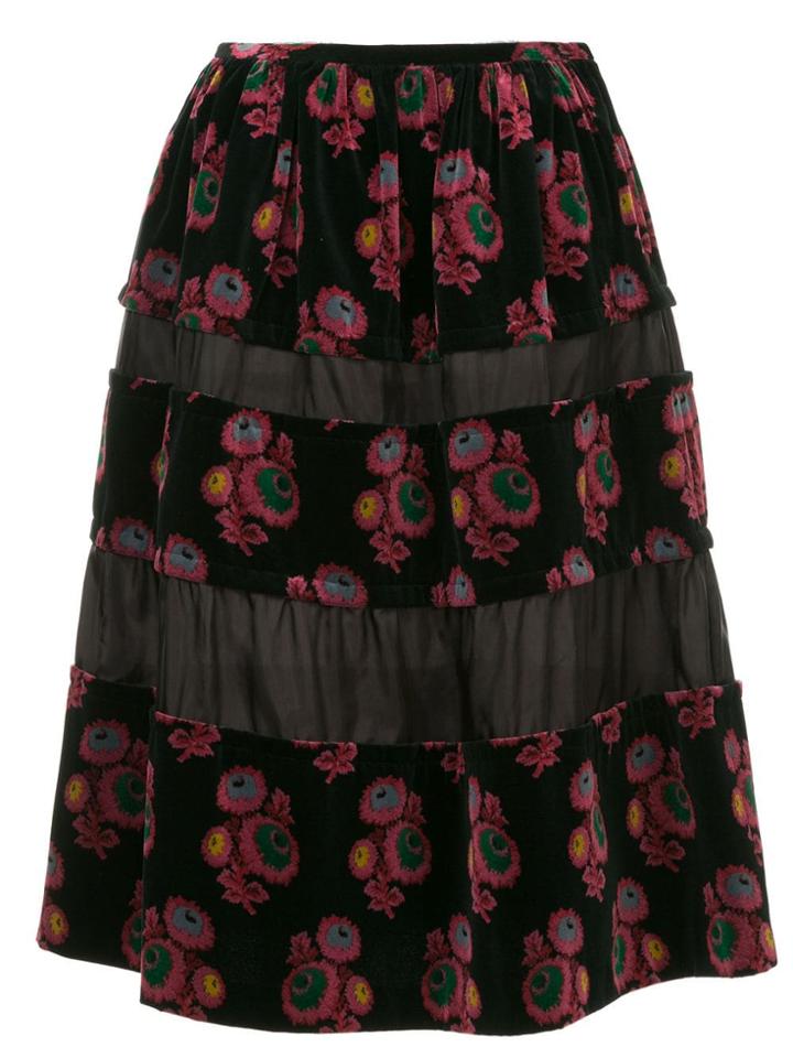 Comme Des Garçons Vintage Floral Velvet Skirt - Black