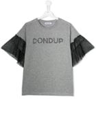 Dondup Kids Teen Tulle Sleeve Logo T-shirt - Grey