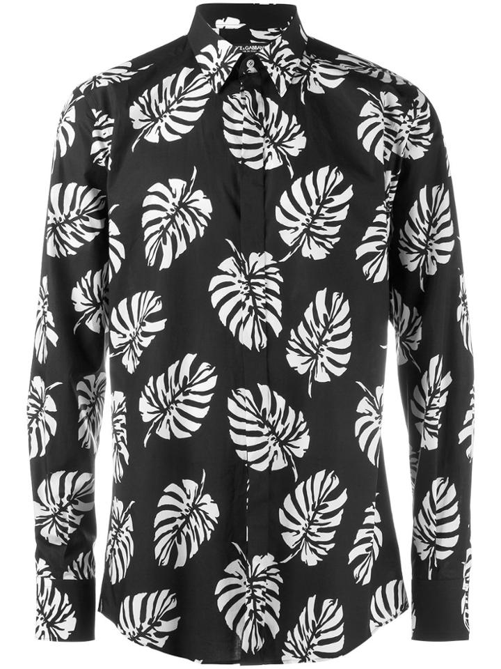 Dolce & Gabbana Palm Leaf Print Shirt - Black
