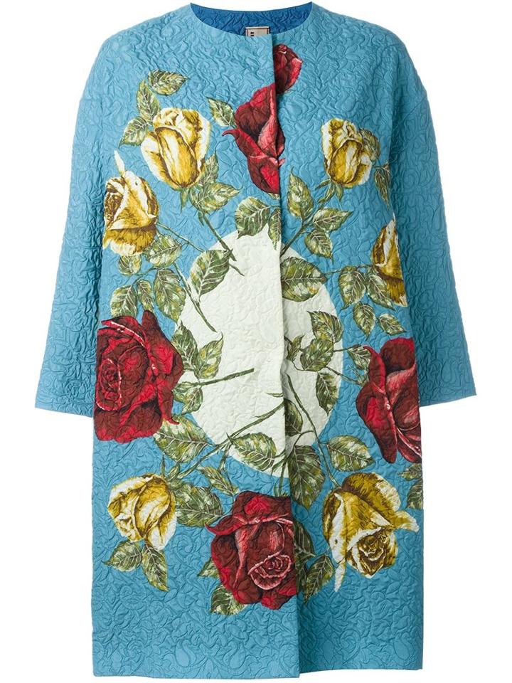 Antonio Marras Rose Print Brocade Coat