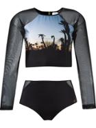 Brigitte Cropped Top And Hot Pants Set, Women's, Size: Pp, Black, Polyamide/spandex/elastane