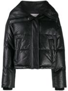 Yves Salomon Leather Puffer Jacket - Black