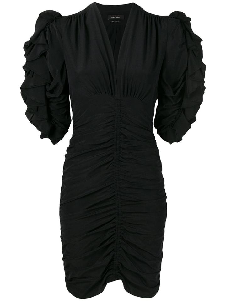 Isabel Marant Ruched Half Sleeve Mini Dress - Black