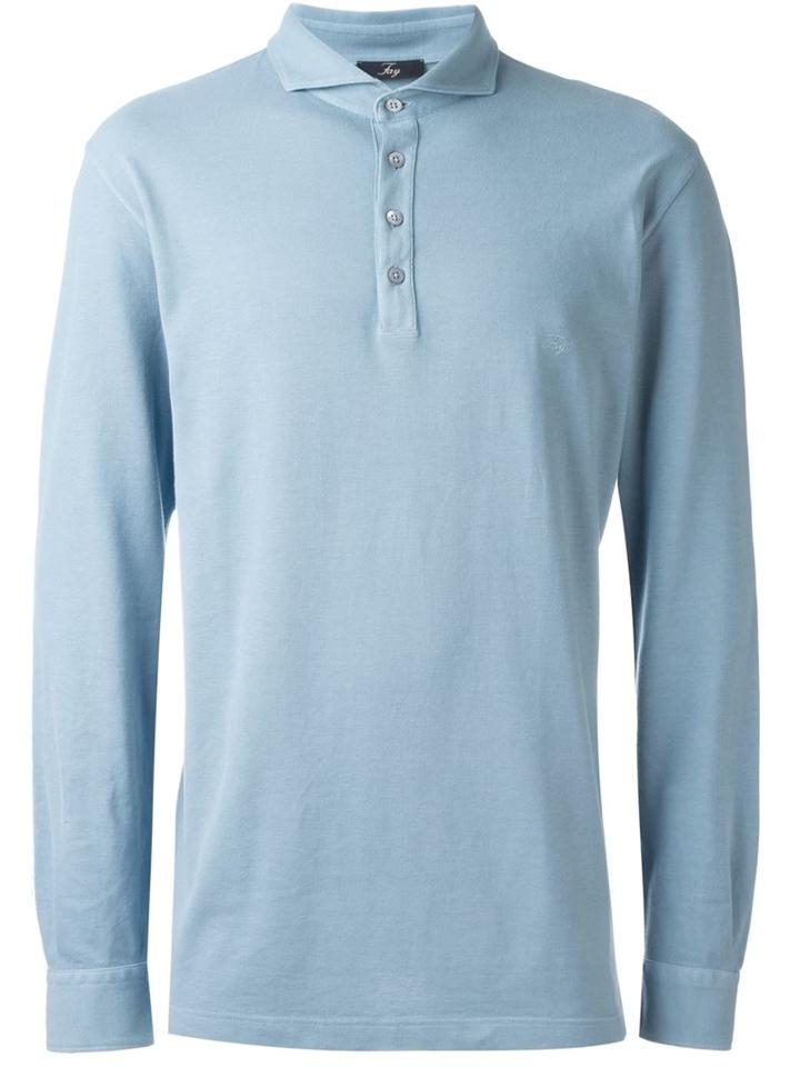 Fay Long Sleeve Polo Shirt, Men's, Size: 54, Blue, Cotton