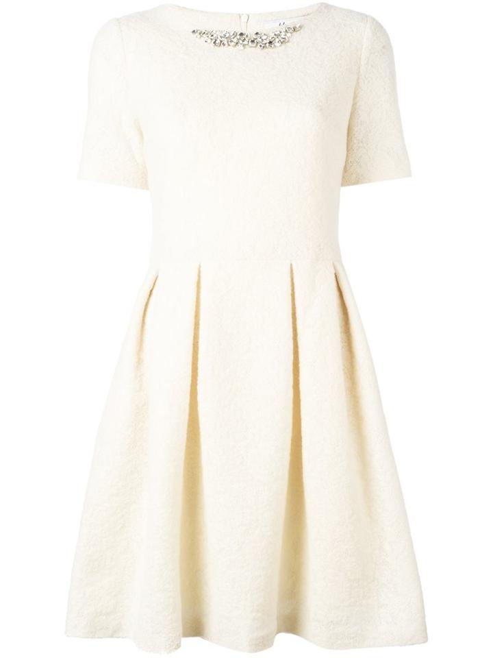 Blugirl Stone Embellished Flared Dress, Women's, Size: 42, Nude/neutrals, Polyester/acrylic/mohair