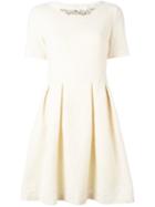 Blugirl Stone Embellished Flared Dress, Women's, Size: 42, Nude/neutrals, Polyester/acrylic/mohair