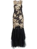 Marchesa Notte Embroidered Flower Gown