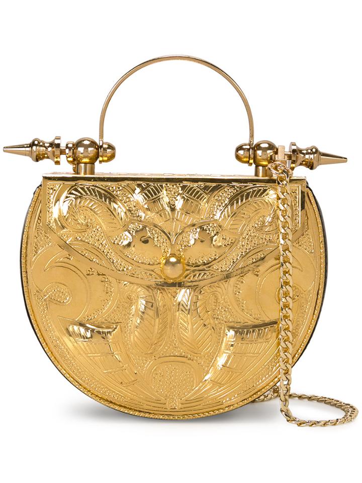 Okhtein Mini Gold Palmette Minaudière Flower Bag - Metallic