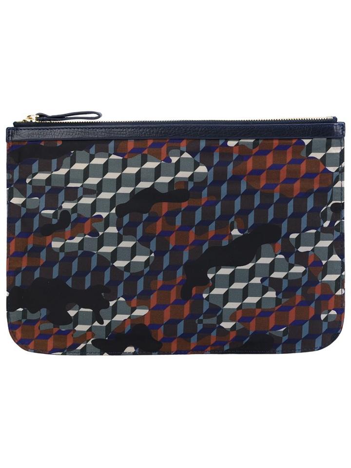 Pierre Hardy Geometric Print Clutch, Adult Unisex, Calf Leather/nylon