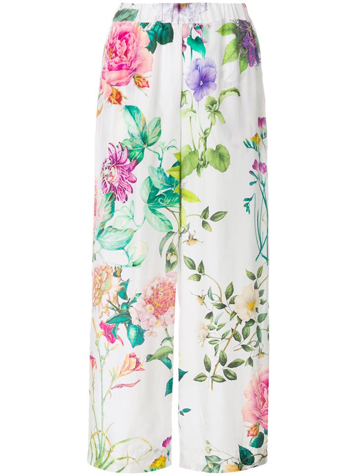 P.a.r.o.s.h. Floral Print Wide Leg Trousers - White