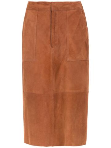 Nk Collection Midi Skirt - Brown
