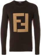 Fendi Embroidered Ff-logo Sweater - Brown
