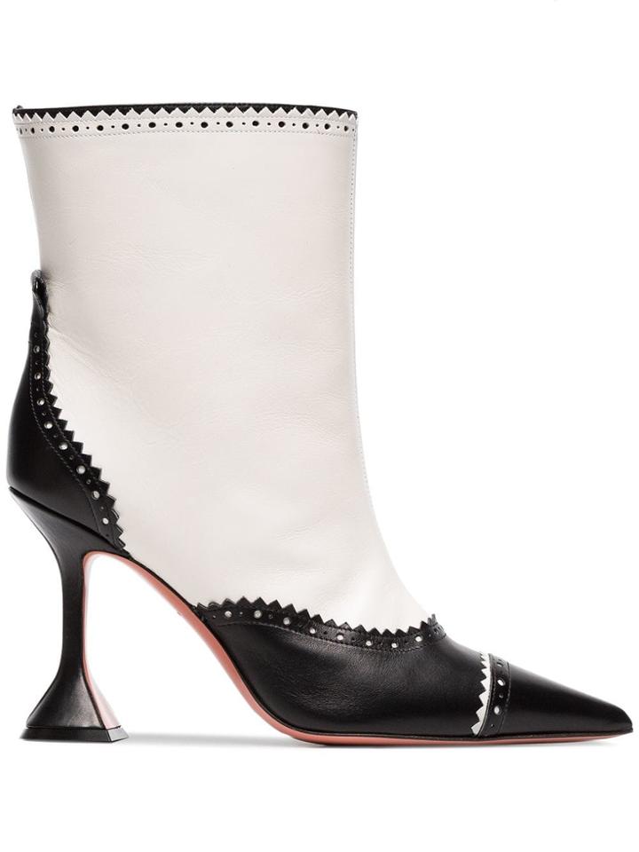 Amina Muaddi Charlie 95 Dome Heel Leather Boot - Black