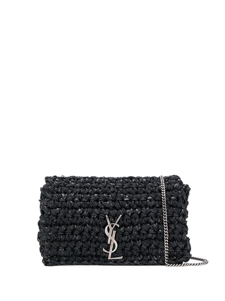 Saint Laurent Woven Shoulder Bag - Black