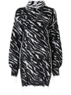 Unravel Project Zebra Print Short Dress - Black
