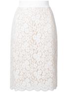 Dolce & Gabbana Floral Lace Skirt - White