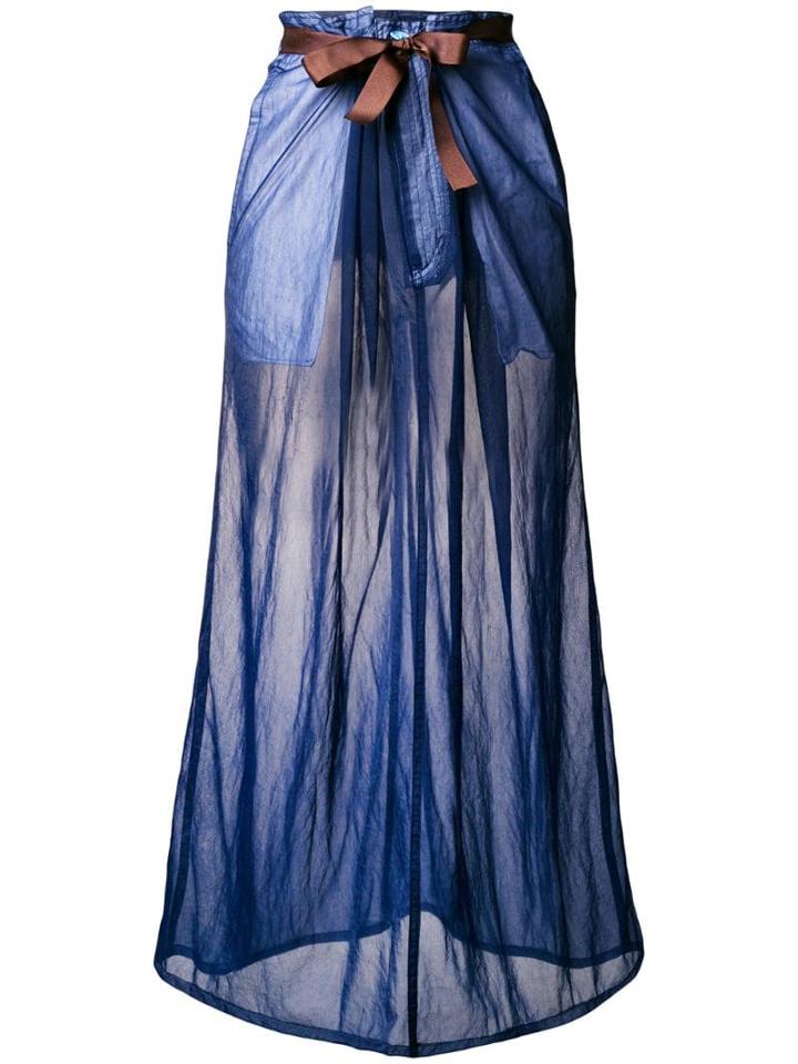 Comme Des Garçons Pre-owned Sheer Belted Long Skirt - Blue