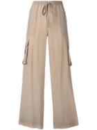 P.a.r.o.s.h. - Cargo Pocket Palazzo Pants - Women - Silk - S, Women's, Nude/neutrals, Silk