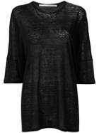 Isabel Benenato Three-quarters Sleeve Sheer T-shirt - Black