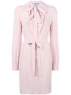 Prada Tied Ruffled Neck Dress, Women's, Size: 44, Pink/purple, Silk