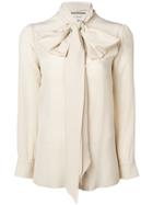 Gucci Bow-neck Ladybug Buttons Blouse - Nude & Neutrals