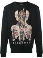 John Richmond - Skull And Flowers Print Sweater - Men - Cotton/spandex/elastane - L, Black, Cotton/spandex/elastane