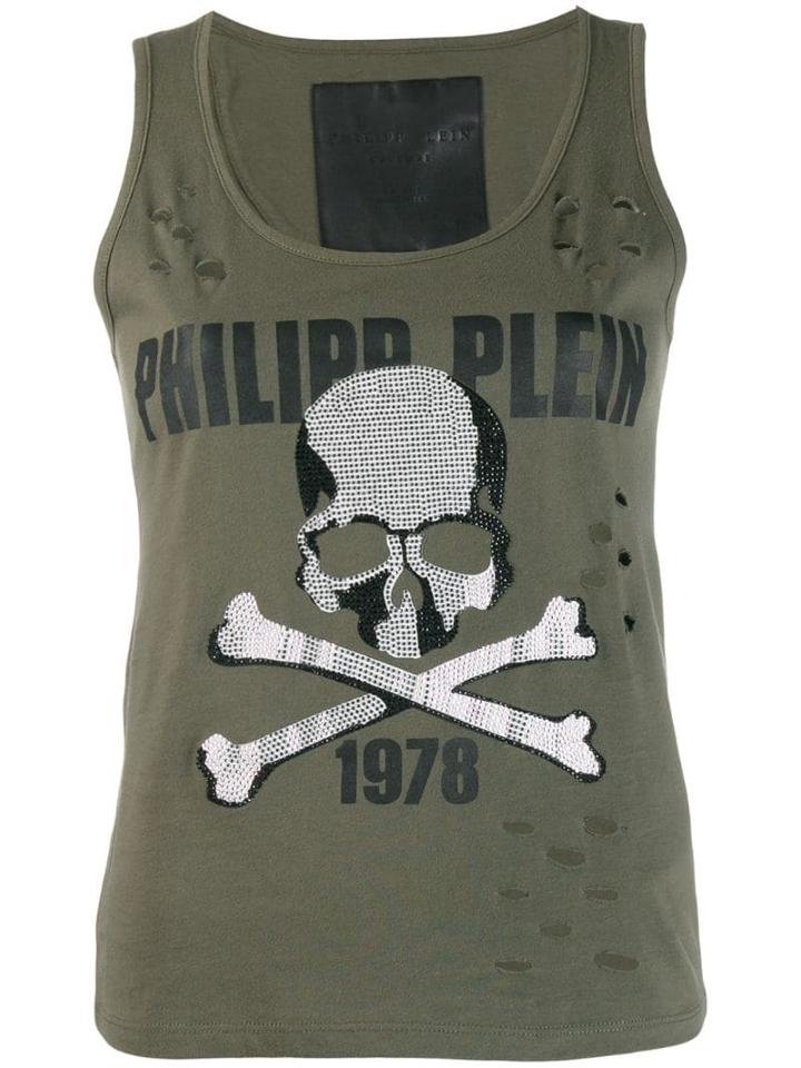 Philipp Plein Destroyed Tank Top - Green