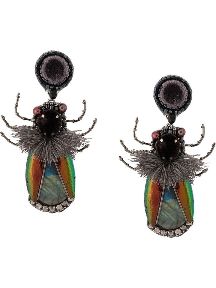 Ranjana Khan Insect Embellished Earrings - Black