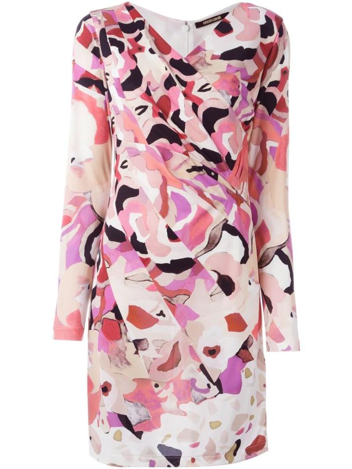 Roberto Cavalli Kaleidoscope Floral Dress, Women's, Size: 40, White, Viscose