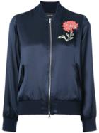 Adam Lippes Embroidered Flower Bomber Jacket - Blue