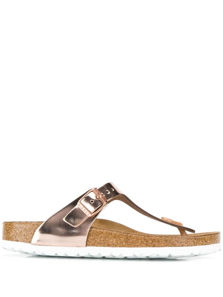 Birkenstock Metallic Thong Strap Sandals - Pink