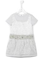 Quis Quis Embellished Waist Cloqué Dress, Girl's, Size: 8 Yrs, Grey