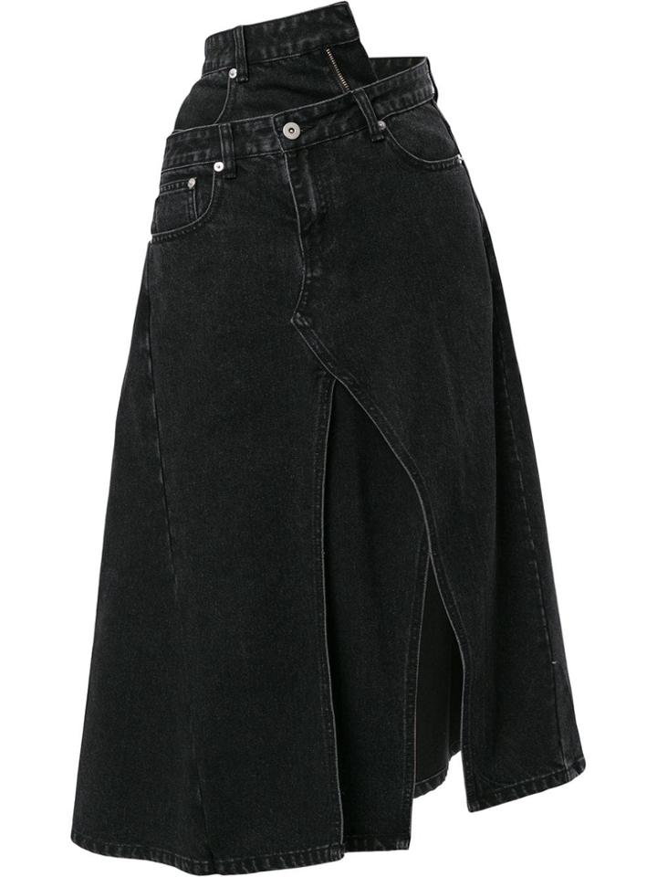 Ground Zero Asymmetric Denim Skirt - Grey
