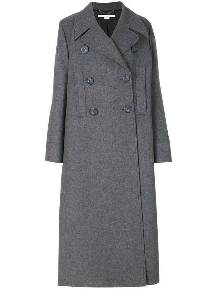 Stella Mccartney - Double-breasted Coat - Women - Cotton/polyamide/viscose/other Fibres - 40, Grey, Cotton/polyamide/viscose/other Fibres